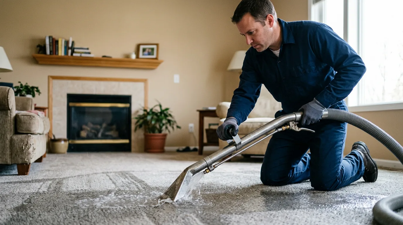 Water damage restoration technician working near Walworth, WI